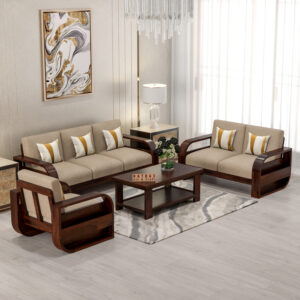 Natraj Art & Craft Sheesham Wood 6 Seater Sofa Set, Model-84