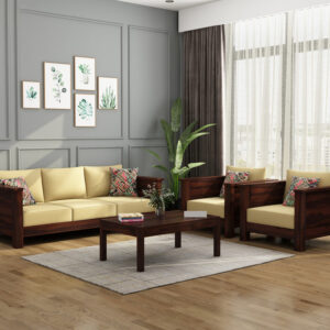 Natraj Art & Craft Sheesham Wood 5 Seater Sofa Set, Model-62