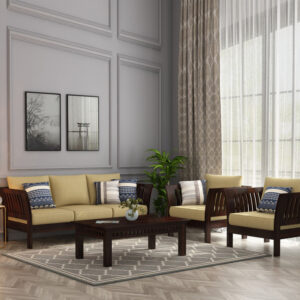 Natraj Art & Craft Sheesham Wood 5 Seater Sofa Set, Model-64