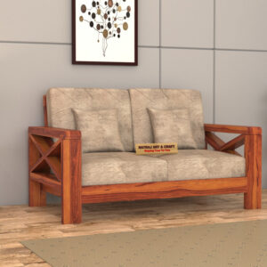 Natraj Art & Craft Sheesham Wood 2 Seater Sofa Set, Model-22