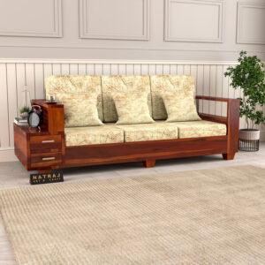 Natraj Art & Craft Sheesham Wood 3 Seater Sofa Set, Model-51