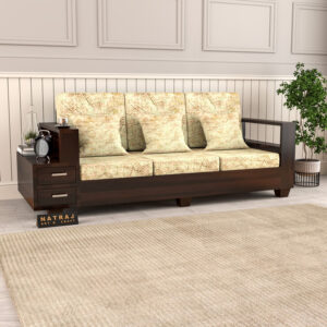 Natraj Art & Craft Sheesham Wood 3 Seater Sofa Set, Model-52