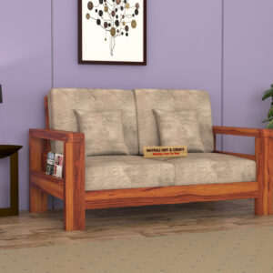 Natraj Art & Craft Sheesham Wood 2 Seater Sofa Set, Model-32