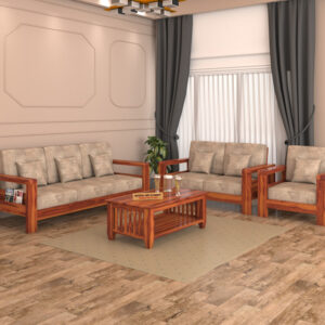 Natraj Art & Craft Sheesham Wood 6 Seater Sofa Set, Model-91