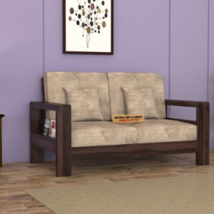 Natraj Art & Craft Sheesham Wood 2 Seater Sofa Set, Model-33