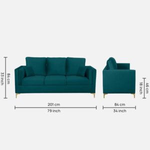 Natraj Art and Craft Dianoy 3 Seater Fabric Sofa Set (Teal)-18990