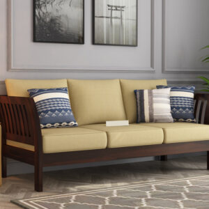 Natraj Art & Craft Sheesham Wood 3 Seater Sofa Set, Model-58