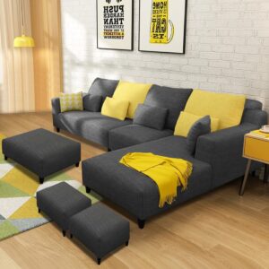 Natraj Art and Craft mintoo  L shape Sofa sofa set (Dark Grey)