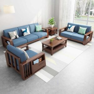 Sheesham 6 Seater 3+2+1 Wooden Sofa Set With Coffee Table