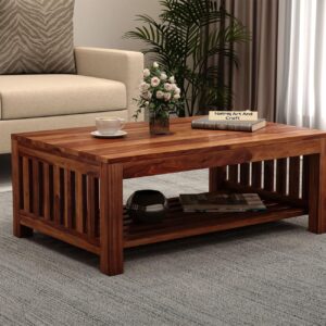 Natraj Art and Craft Solid Sheesham Wood Wooden Centre Table Coffee Table Center Table Teapoy for Living Room Wooden Home Furniture